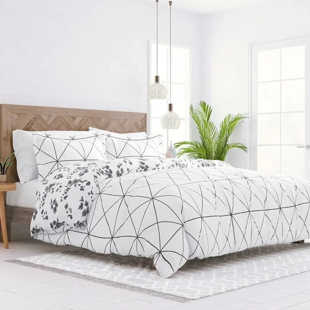 NEW! Casual Comfort KING&CAL KING 3PC Premium Flowers Pattern Duvet Cover Set